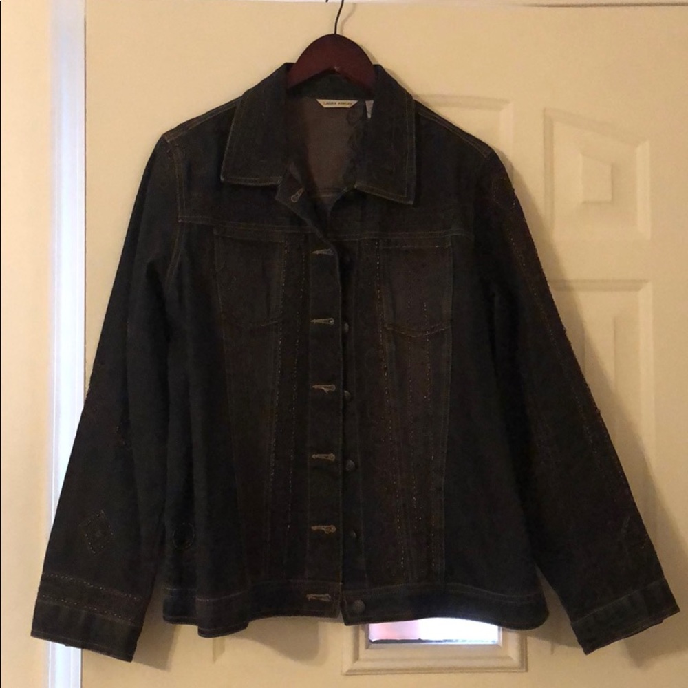 Laura Ashley Black jeweled jean jacket